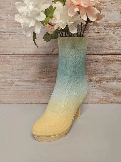 Pastel High Heel Boot Vase - 3D Printed Fashion-Inspired Statement Planter for Modern Home Decor CR3 Design Co