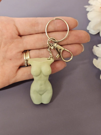 3D Printed Curvy Lady Bag Charm: Misty Morning Pastel Torso Keychain CR3 Design Co