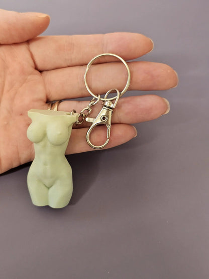 3D Printed Curvy Lady Bag Charm: Misty Morning Pastel Torso Keychain CR3 Design Co