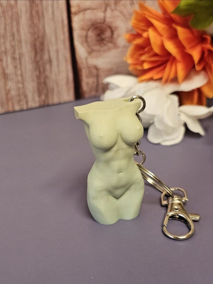 3D Printed Curvy Lady Bag Charm: Misty Morning Pastel Torso Keychain CR3 Design Co