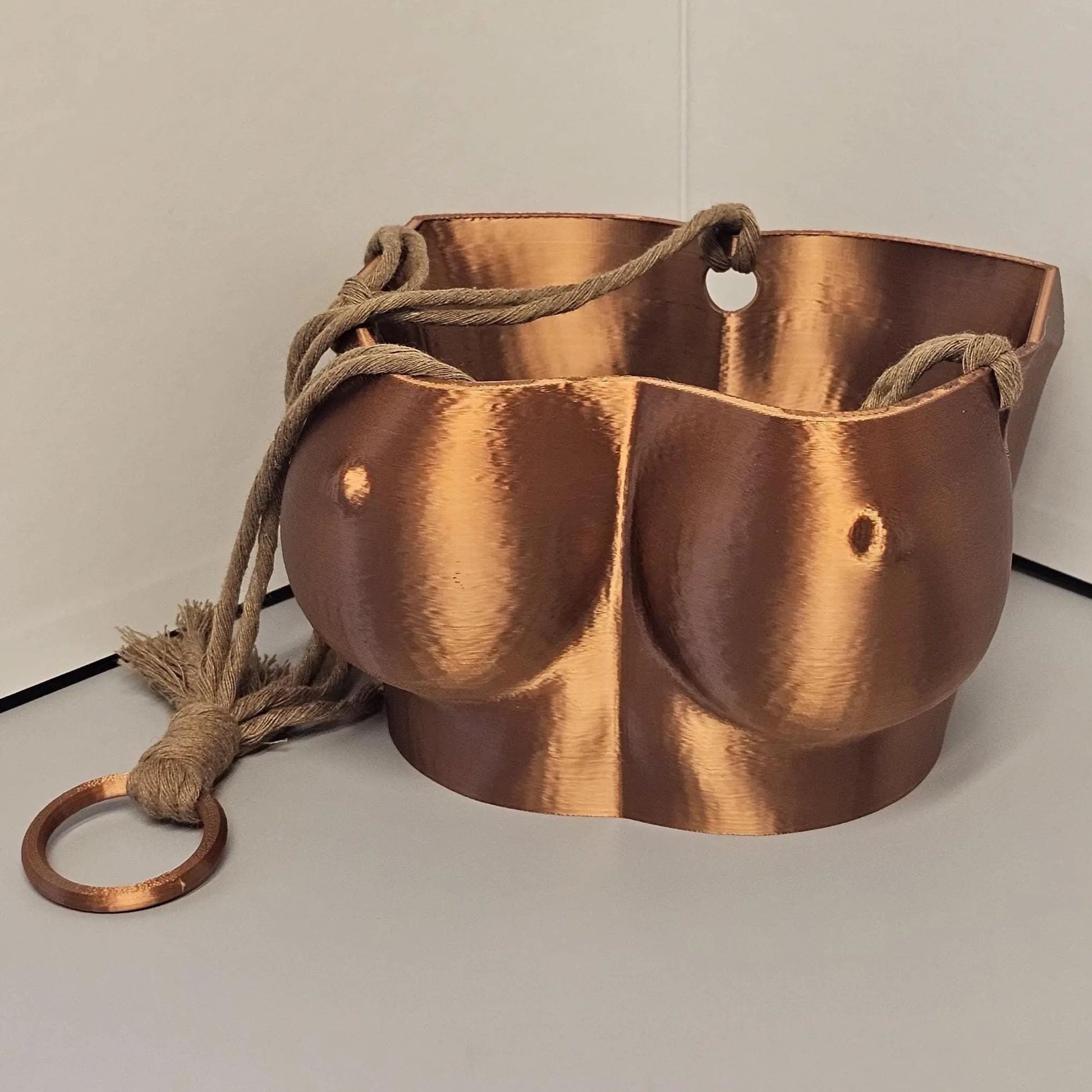 Silk Copper Torso Planter: 3D Printed Hanging Vase, Modern Sculpture CR3 Design Co