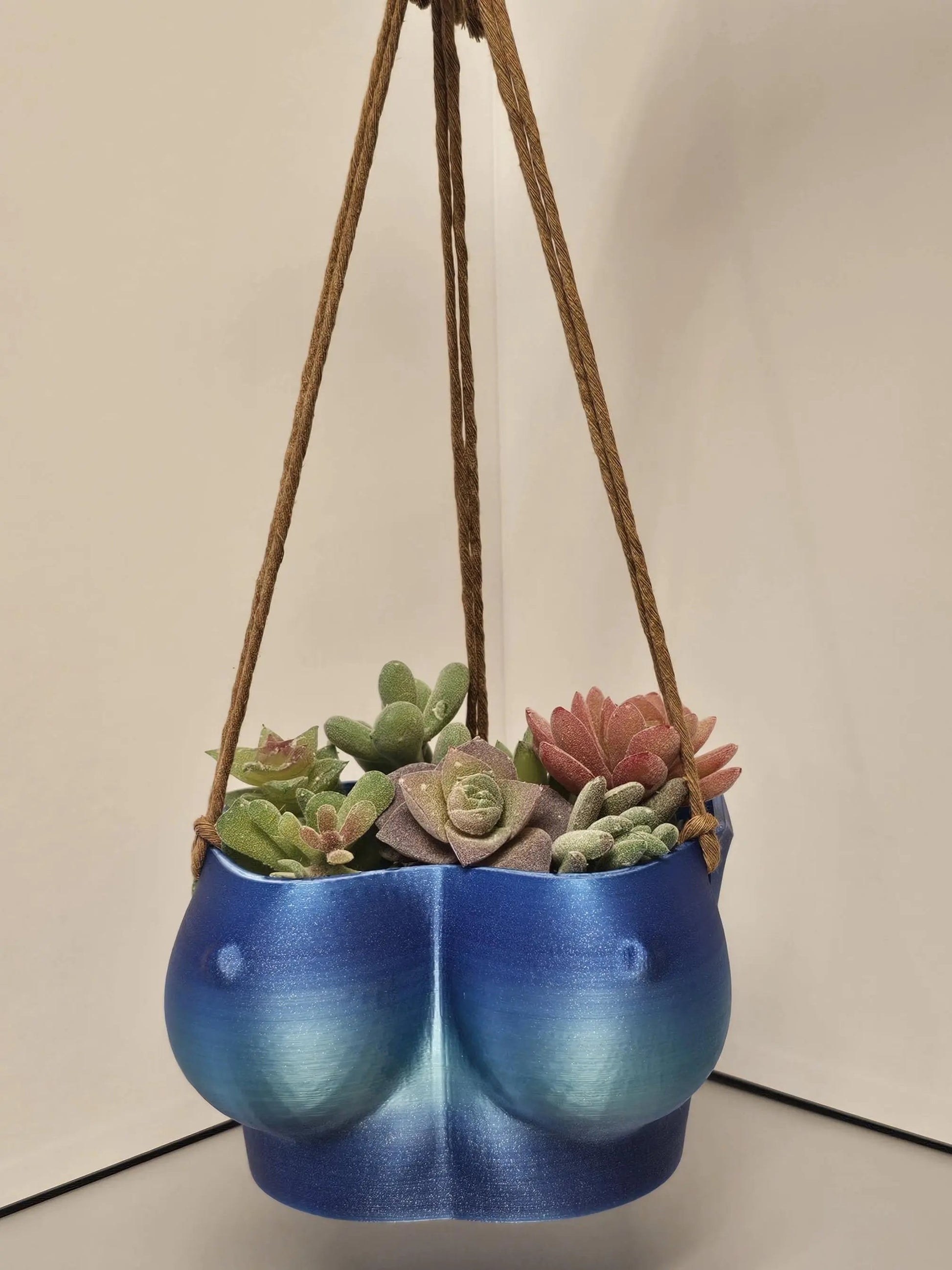 Aqua Oasis Hanging Bust Planter: 3D Printed Torso Vase, Modern Decor CR3 Design Co