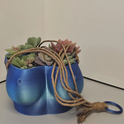 Aqua Oasis Hanging Bust Planter: 3D Printed Torso Vase, Modern Decor CR3 Design Co