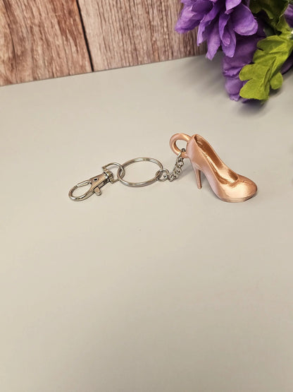 Silk Rose Gold 3D Printed Stiletto Keychain - High Heel Bag Charm for Fashion Lovers CR3 Design Co