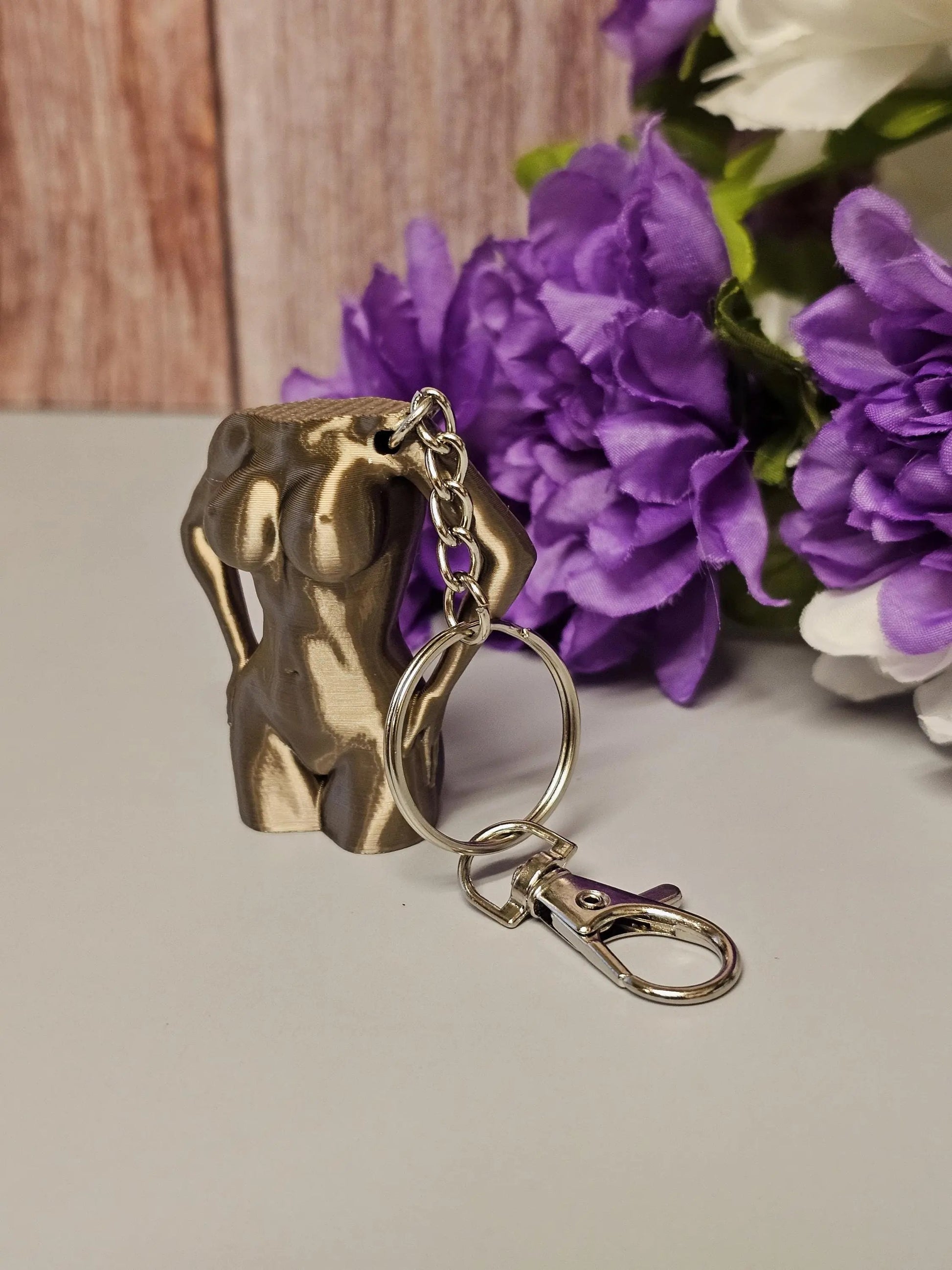 3D Printed Torso Bag Charm: Antique Gold Curvy Body Keychain CR3 Design Co
