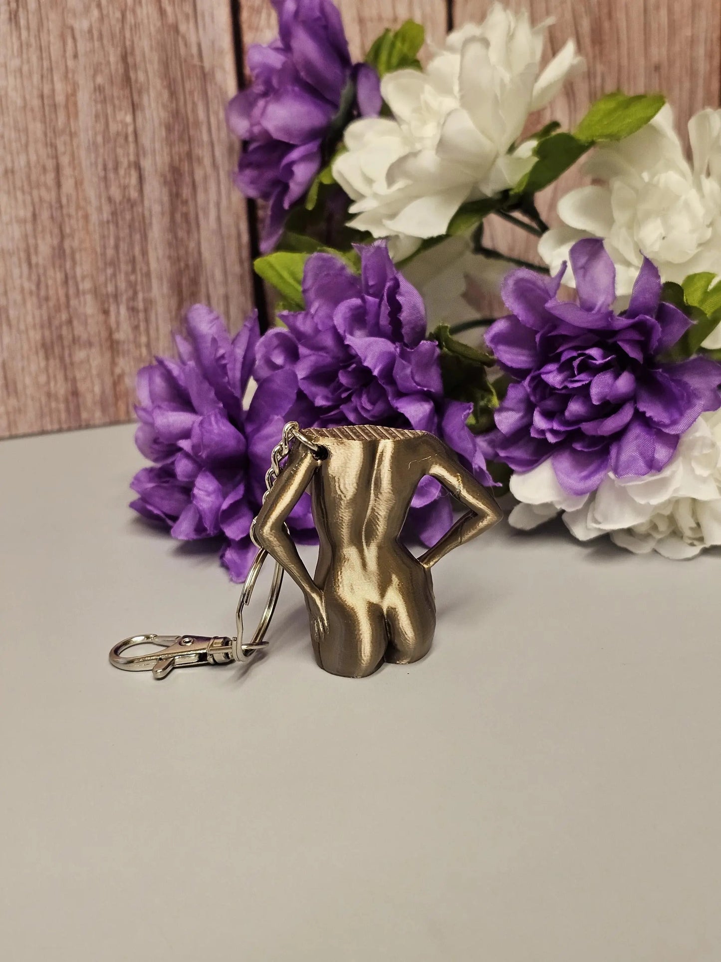 3D Printed Torso Bag Charm: Antique Gold Curvy Body Keychain CR3 Design Co