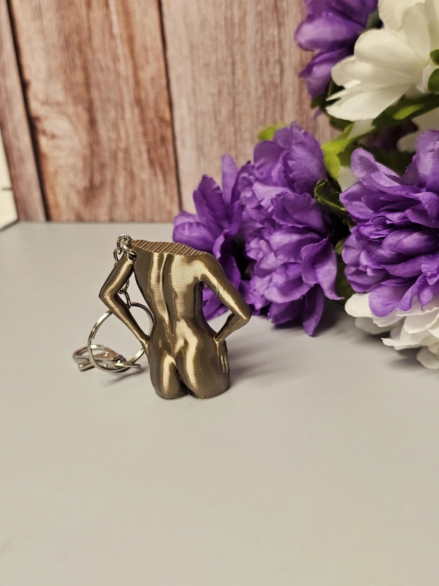 3D Printed Torso Bag Charm: Antique Gold Curvy Body Keychain CR3 Design Co