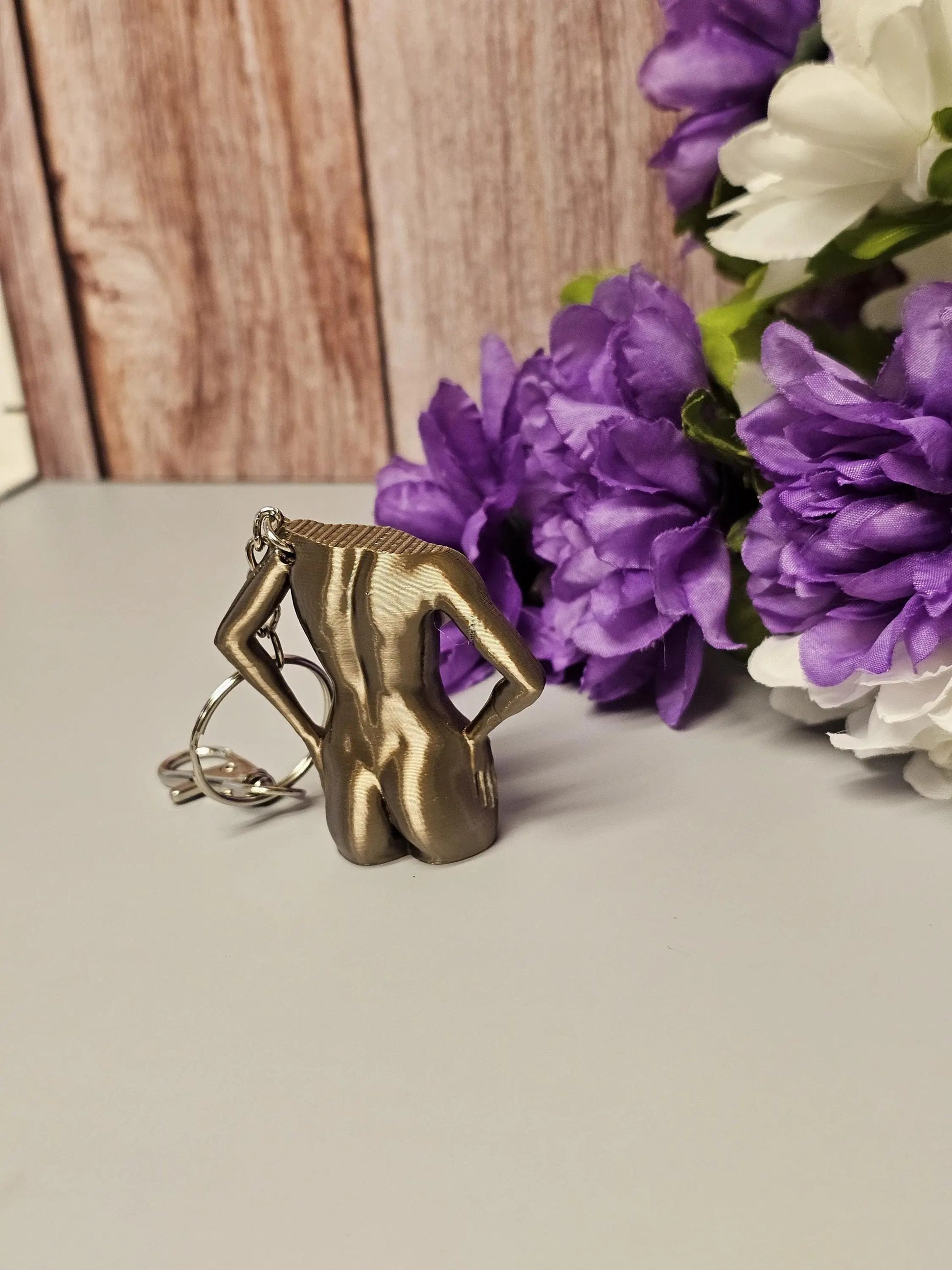 3D Printed Torso Bag Charm: Antique Gold Curvy Body Keychain CR3 Design Co