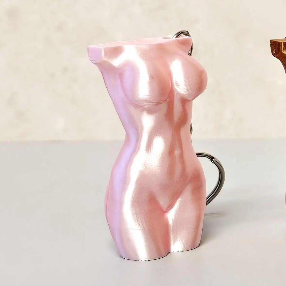 3D Printed Curvy Torso Bag Charm: Silk Rose Gold Keychain CR3 Design Co