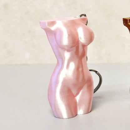 3D Printed Curvy Torso Bag Charm: Silk Rose Gold Keychain CR3 Design Co