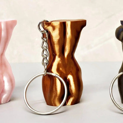 3D Printed Curvy Lady Keychain: Silk Copper Torso Bag Charm CR3 Design Co