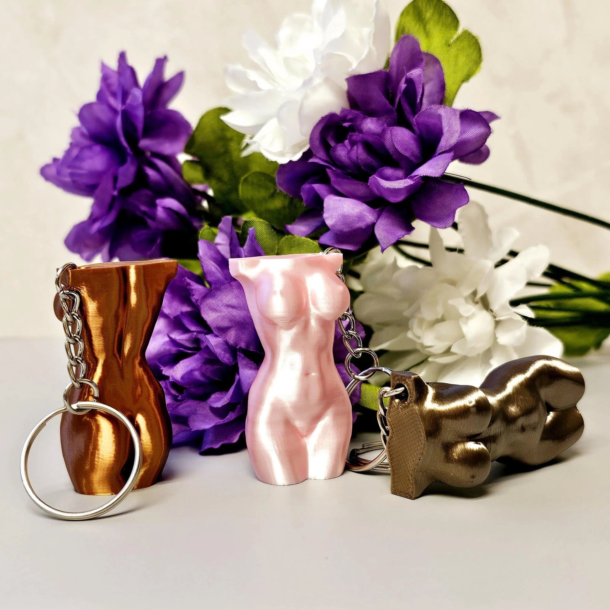 3D Printed Curvy Lady Keychain: Silk Copper Torso Bag Charm CR3 Design Co