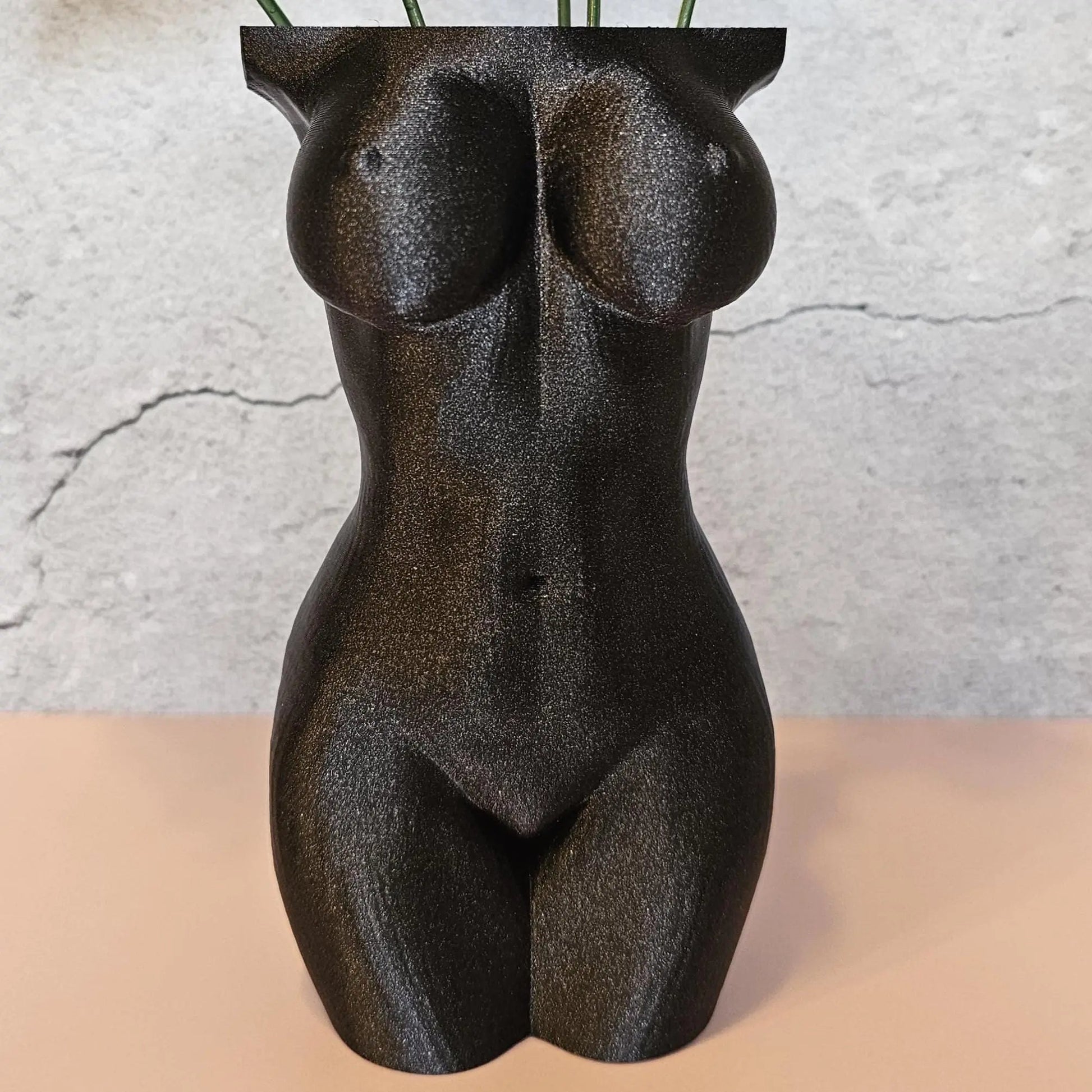 Elegant 3D Printed Female Torso Vase - Modern Black Sculpture for Luxury Home Decor CR3 Design Co