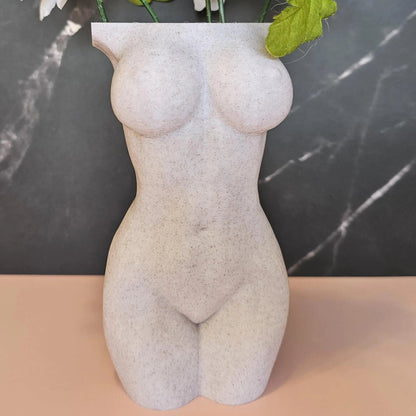 Elegant Desert Sand Female Torso Vase - Modern 3D Printed Sculpture for Stylish Home Decor CR3 Design Co