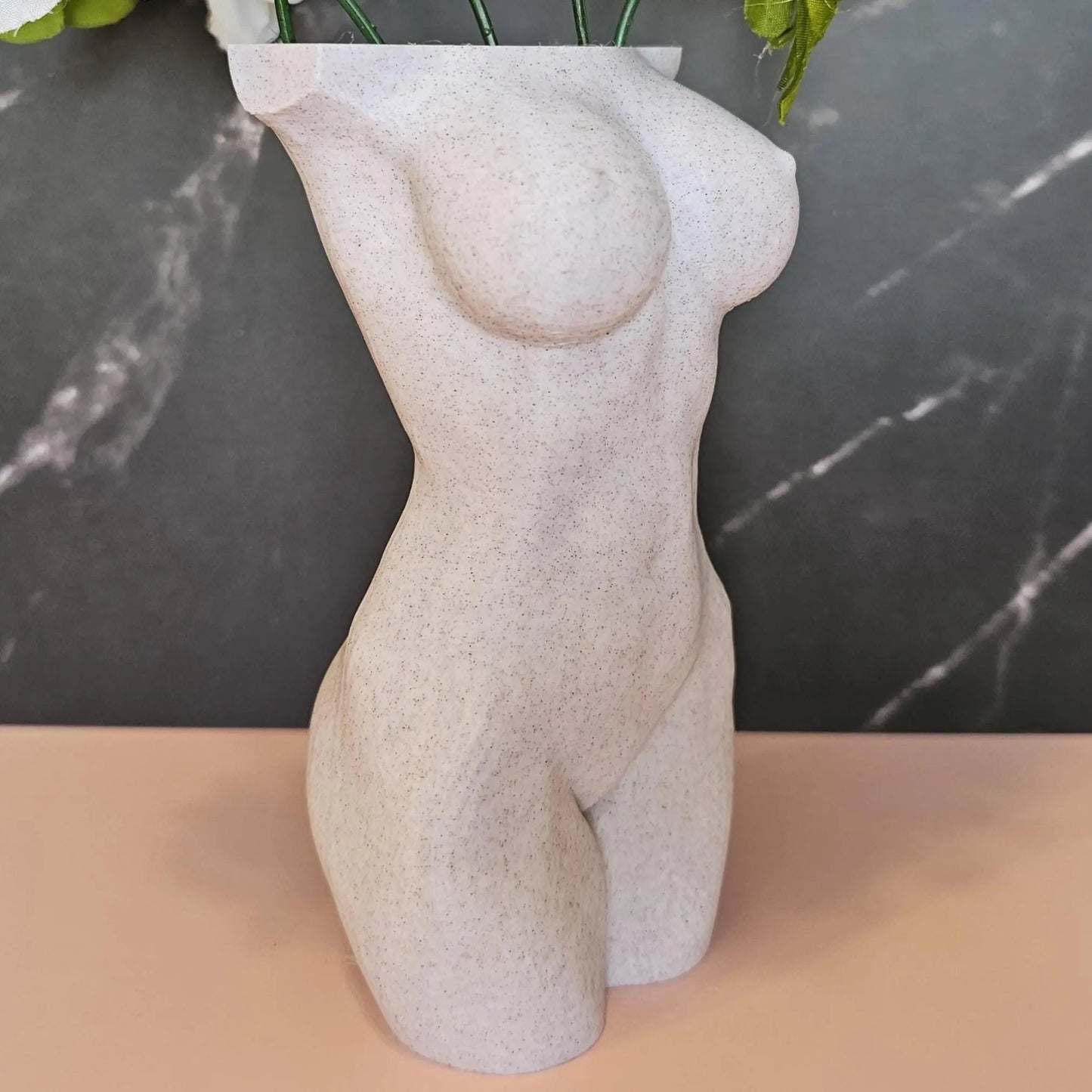 Elegant Desert Sand Female Torso Vase - Modern 3D Printed Sculpture for Stylish Home Decor CR3 Design Co