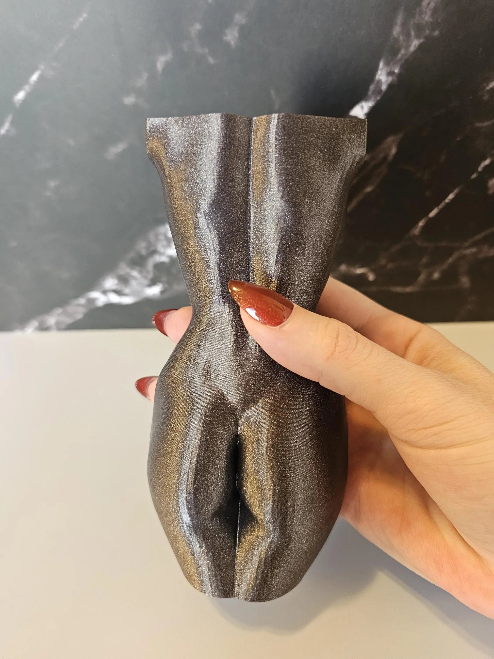 3D Printed Female Torso Vase: Diamond Silver Sculpture, Modern Home Decor CR3 Design Co