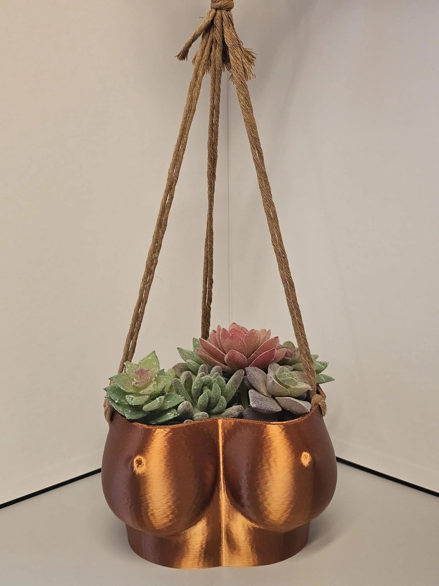 Silk Copper Torso Planter: 3D Printed Hanging Vase, Modern Sculpture CR3 Design Co