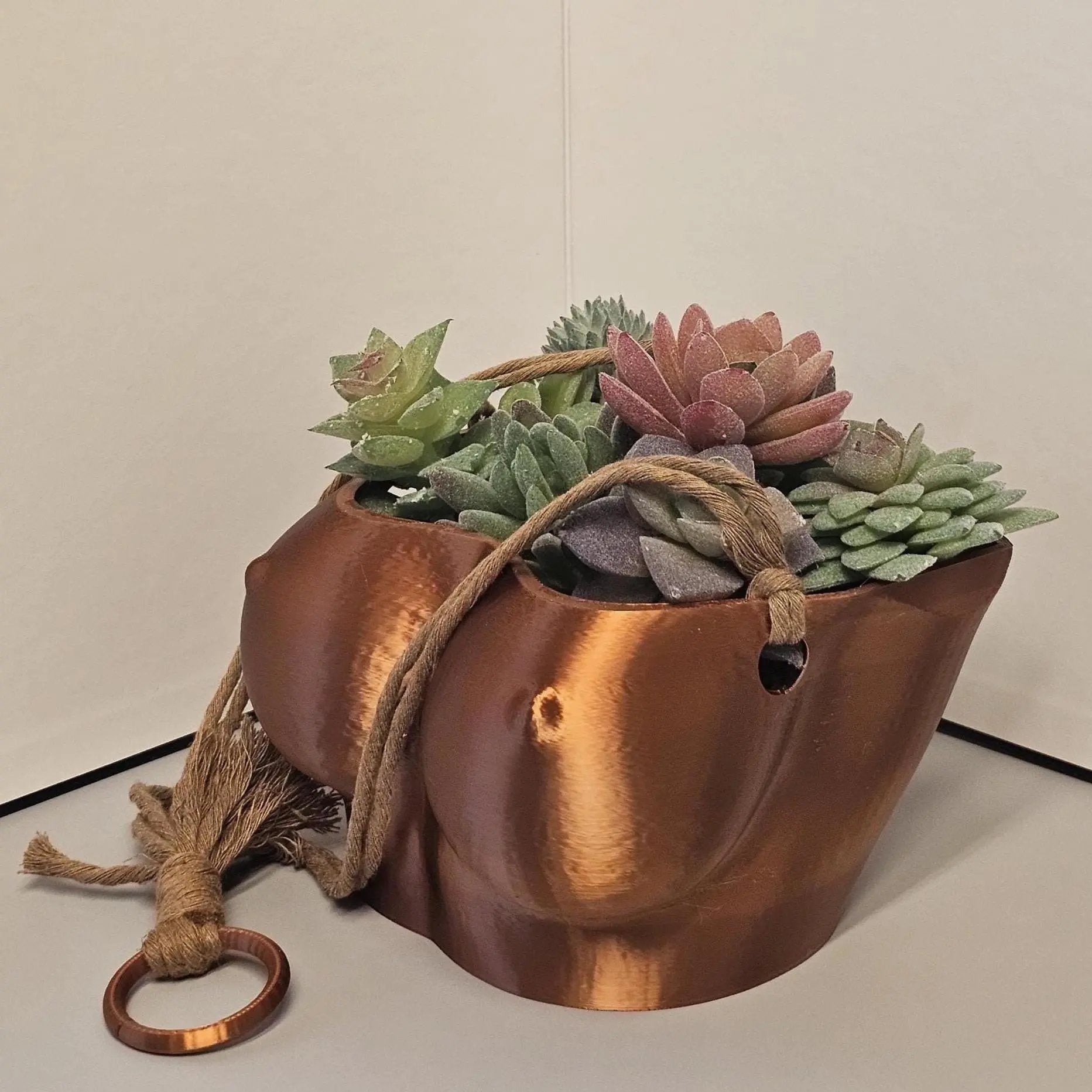 Silk Copper Torso Planter: 3D Printed Hanging Vase, Modern Sculpture CR3 Design Co