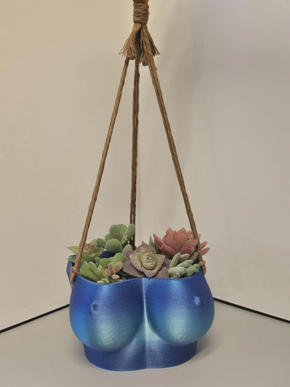 Aqua Oasis Hanging Bust Planter: 3D Printed Torso Vase, Modern Decor CR3 Design Co