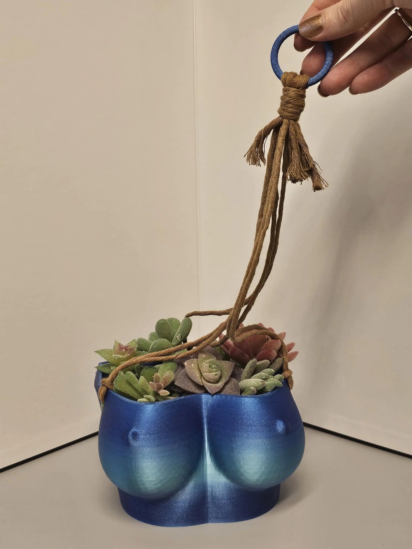 Aqua Oasis Hanging Bust Planter: 3D Printed Torso Vase, Modern Decor CR3 Design Co