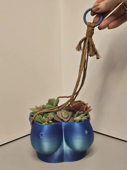 Aqua Oasis Hanging Bust Planter: 3D Printed Torso Vase, Modern Decor CR3 Design Co