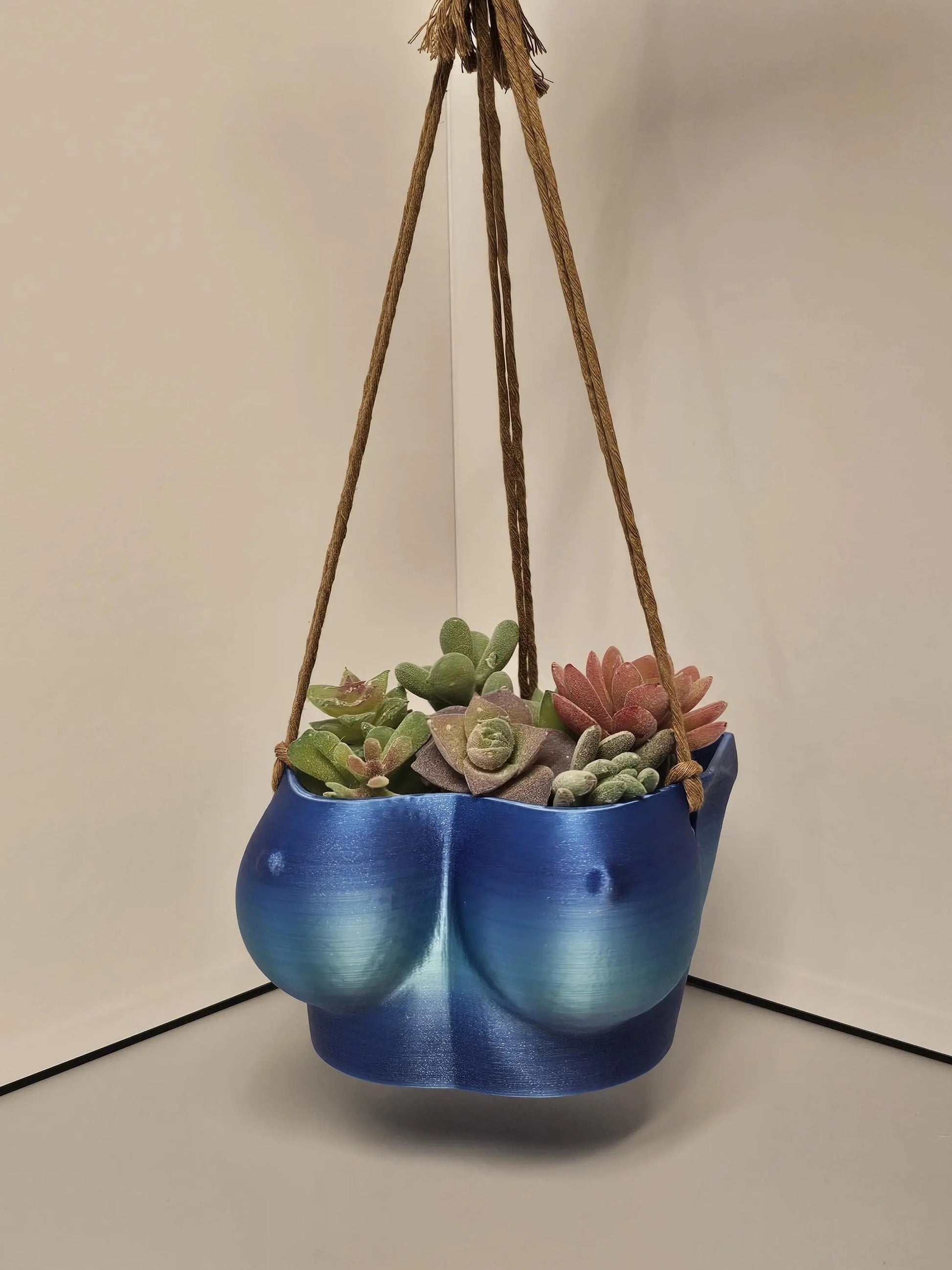 Aqua Oasis Hanging Bust Planter: 3D Printed Torso Vase, Modern Decor CR3 Design Co