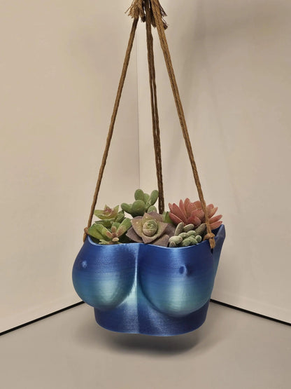 Aqua Oasis Hanging Bust Planter: 3D Printed Torso Vase, Modern Decor CR3 Design Co