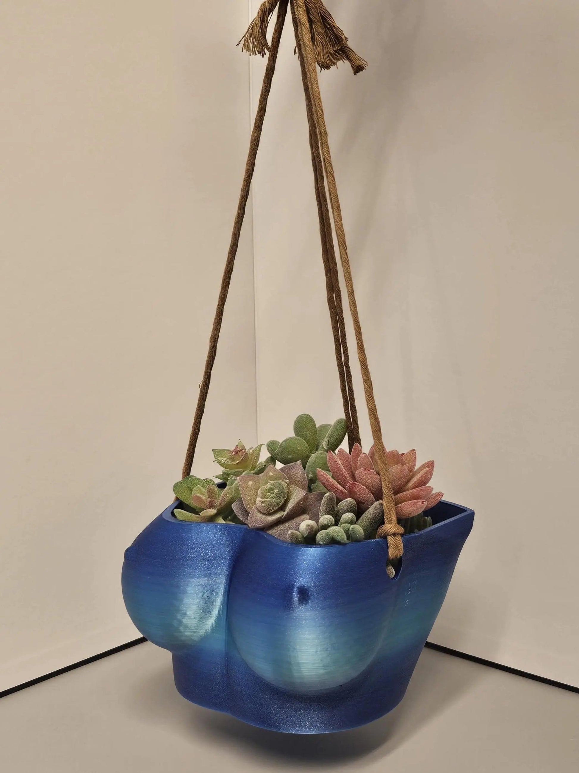Aqua Oasis Hanging Bust Planter: 3D Printed Torso Vase, Modern Decor CR3 Design Co