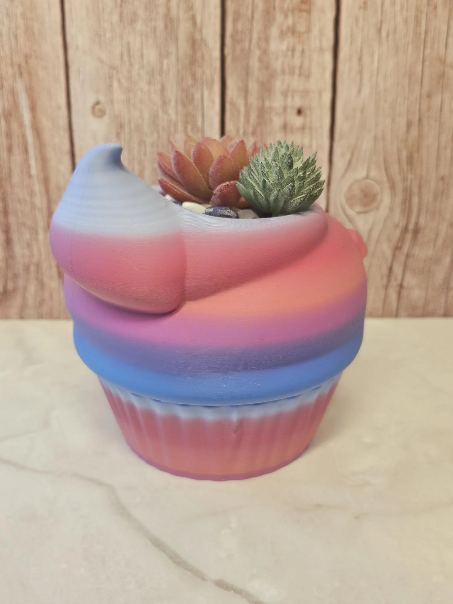Quirky 3D Printed Cupcake Planter: Grumpy Dessert Pot for Succulents & Unique Shelf Decor CR3 Design Co