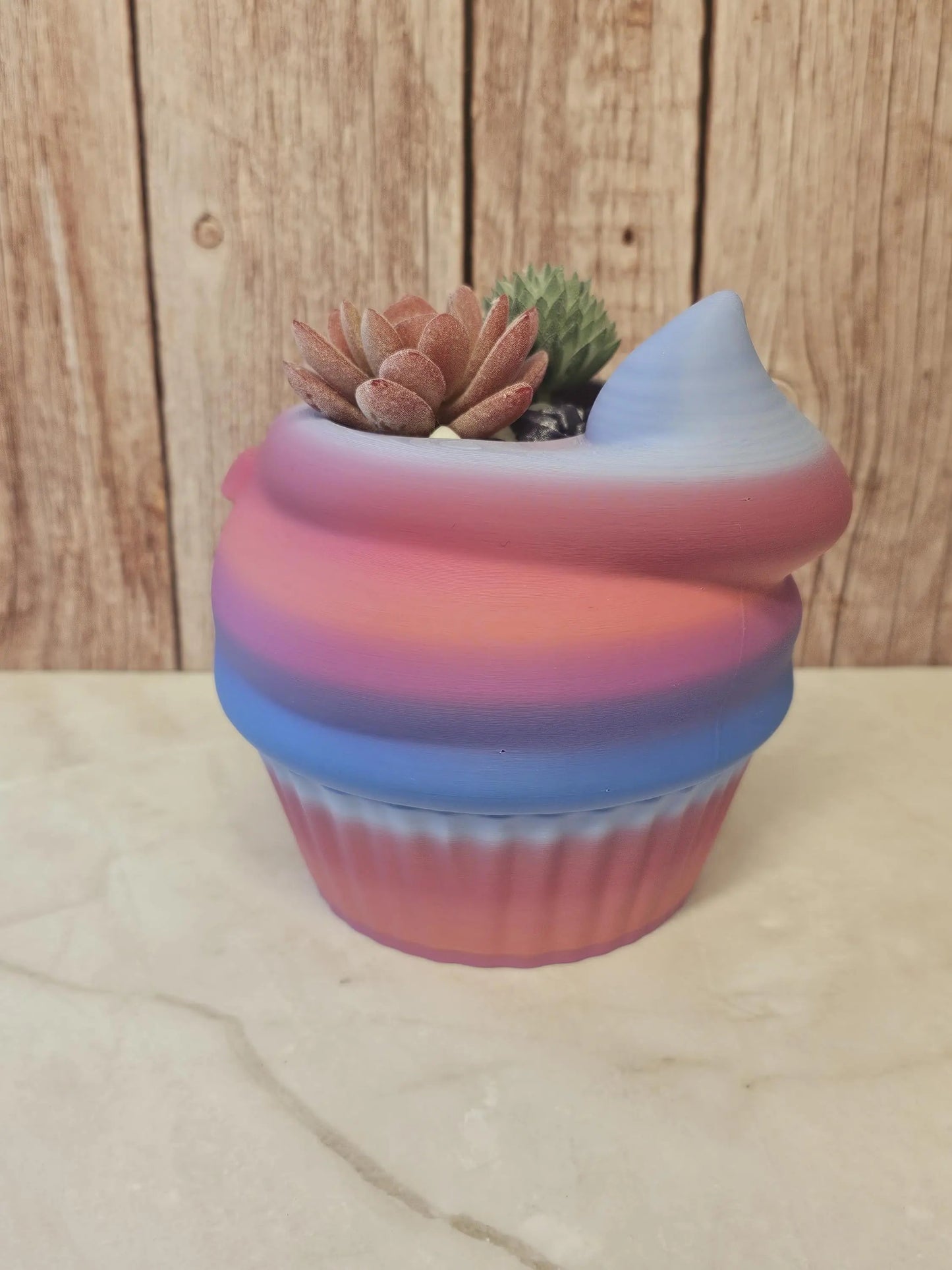 Quirky 3D Printed Cupcake Planter: Grumpy Dessert Pot for Succulents & Unique Shelf Decor CR3 Design Co