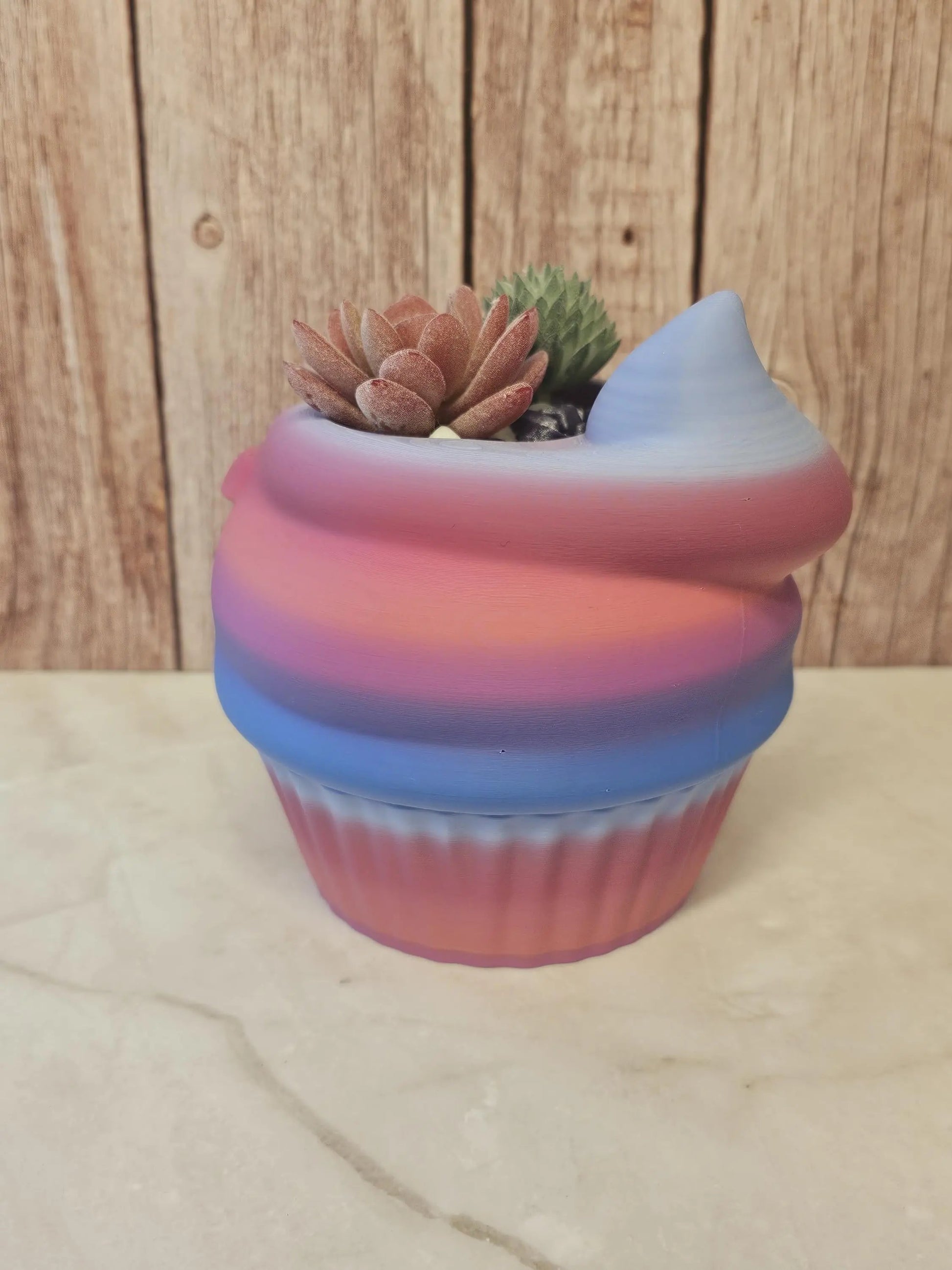 Quirky 3D Printed Cupcake Planter: Grumpy Dessert Pot for Succulents & Unique Shelf Decor CR3 Design Co
