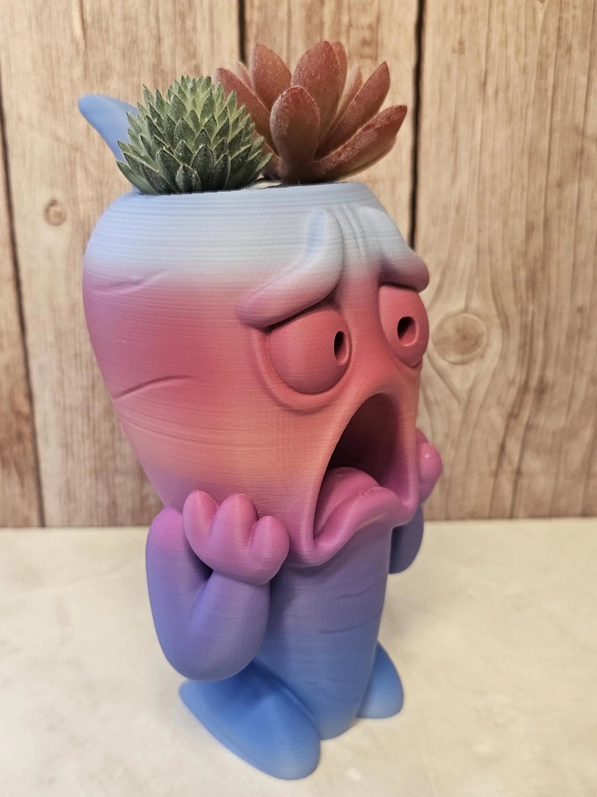 3D Printed Melancholy Root Planter: Quirky Cartoon Vegetable Pot for Succulents & Shelf Decor CR3 Design Co
