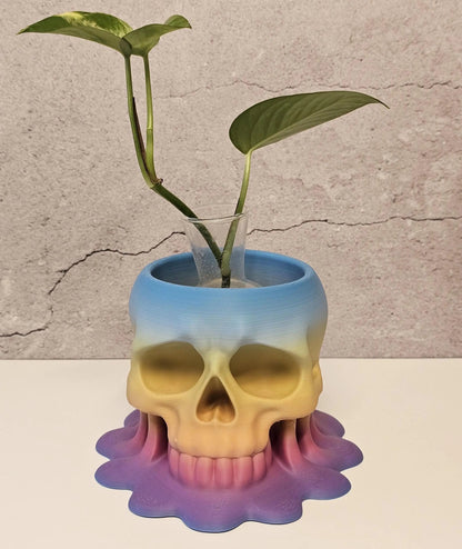 Melting Skull Planter: 3D Printed Pastel Pot for Succulents, Gothic Home Decor, Halloween Centerpiece CR3 Design Co