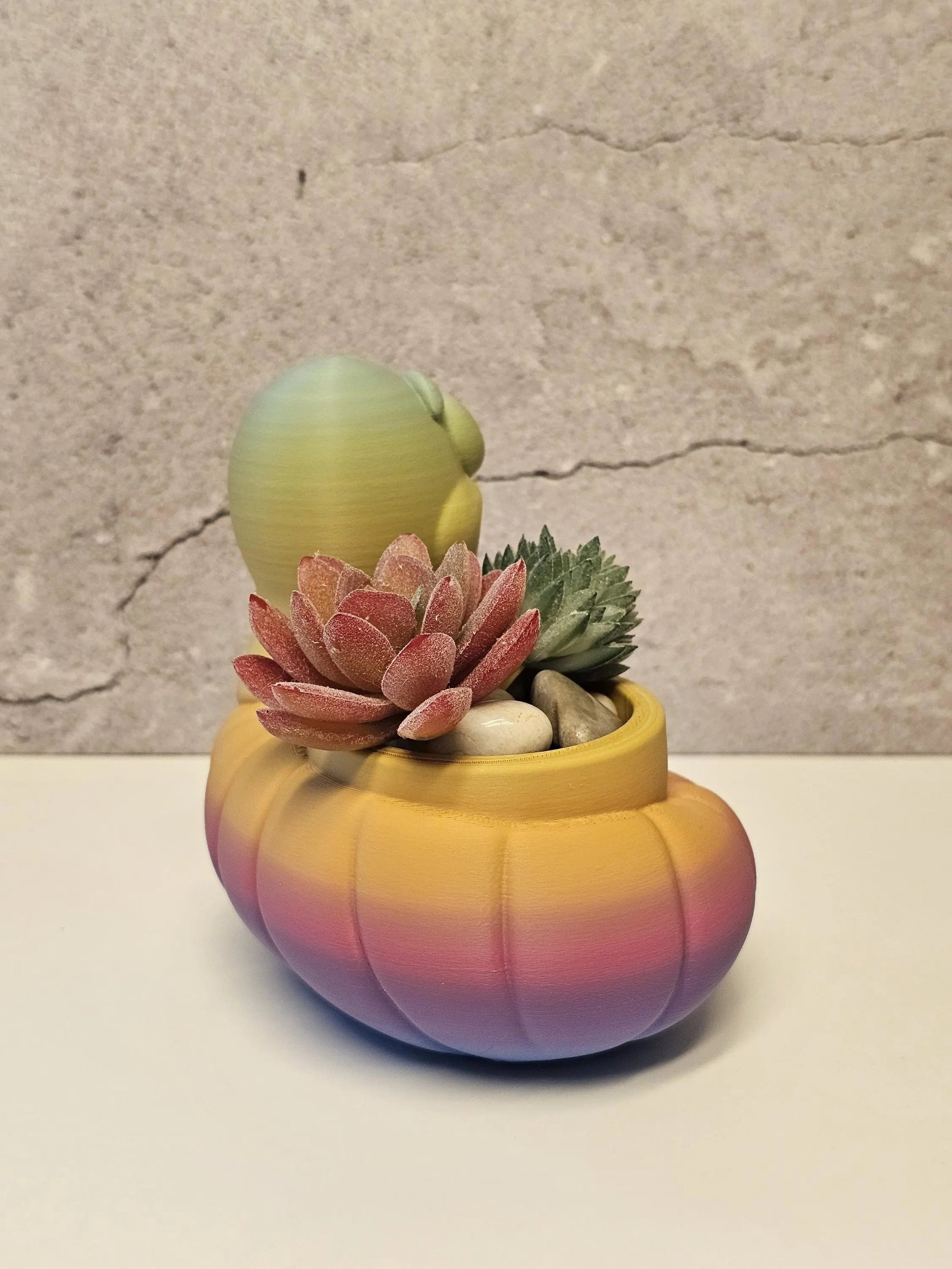 Vibrant 3D Printed Worm Planter: Unique Gradient Container for Succulents and Indoor Greenery CR3 Design Co