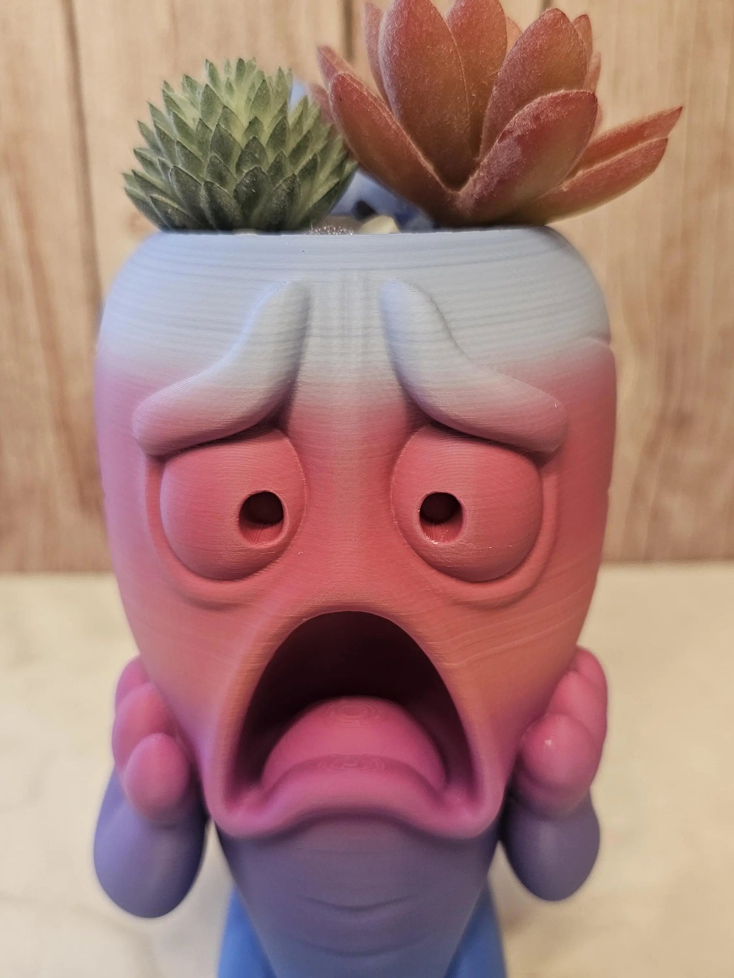 3D Printed Melancholy Root Planter: Quirky Cartoon Vegetable Pot for Succulents & Shelf Decor CR3 Design Co
