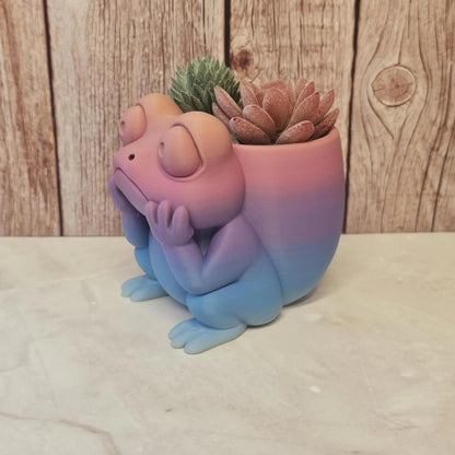 3D Printed Frog Planter: Pastel Gradient PLA Succulent Pot CR3 Design Co