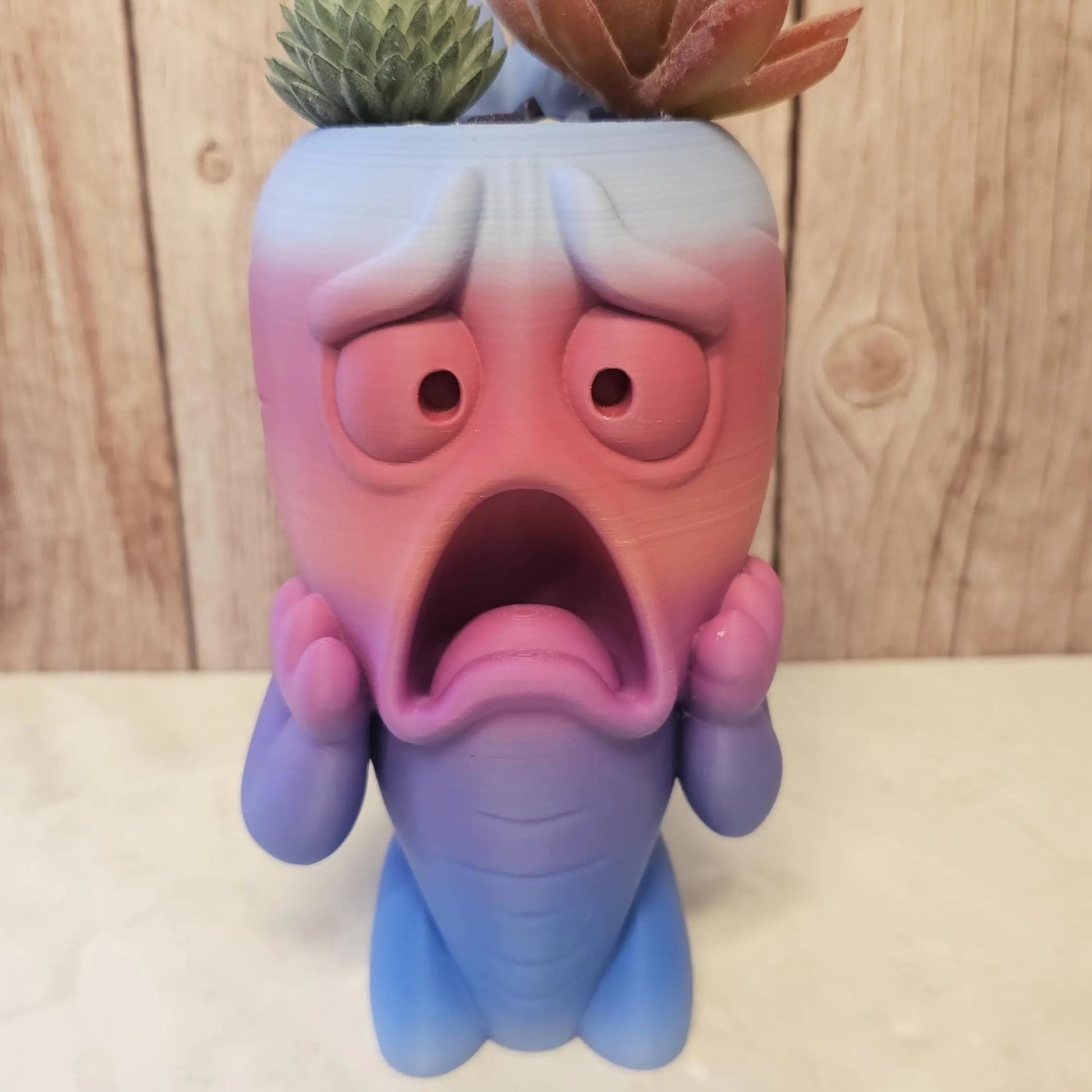 3D Printed Melancholy Root Planter: Quirky Cartoon Vegetable Pot for Succulents & Shelf Decor CR3 Design Co