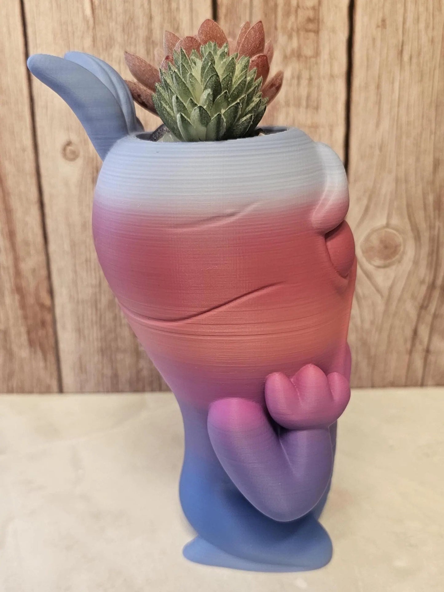 3D Printed Melancholy Root Planter: Quirky Cartoon Vegetable Pot for Succulents & Shelf Decor CR3 Design Co