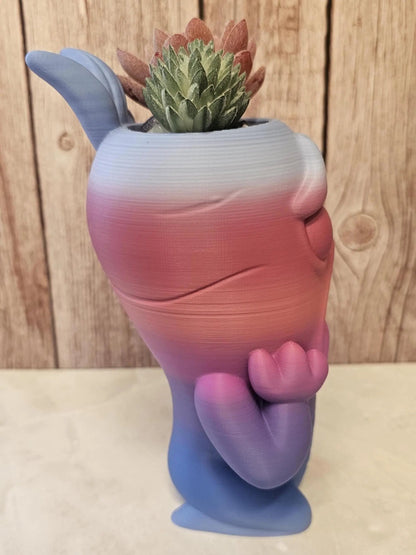 3D Printed Melancholy Root Planter: Quirky Cartoon Vegetable Pot for Succulents & Shelf Decor CR3 Design Co
