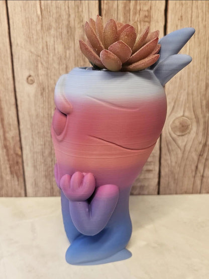 3D Printed Melancholy Root Planter: Quirky Cartoon Vegetable Pot for Succulents & Shelf Decor CR3 Design Co