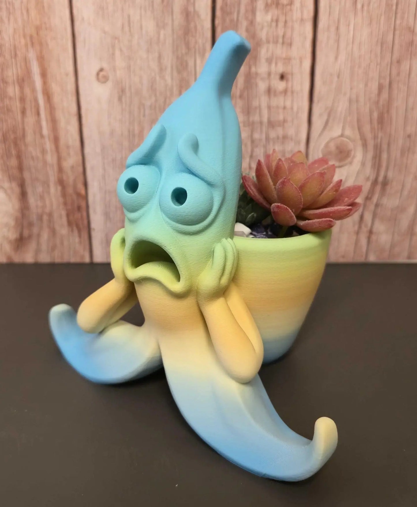3D Printed Banana Planter: Quirky Pastel Gradient Plant Pot CR3 Design Co
