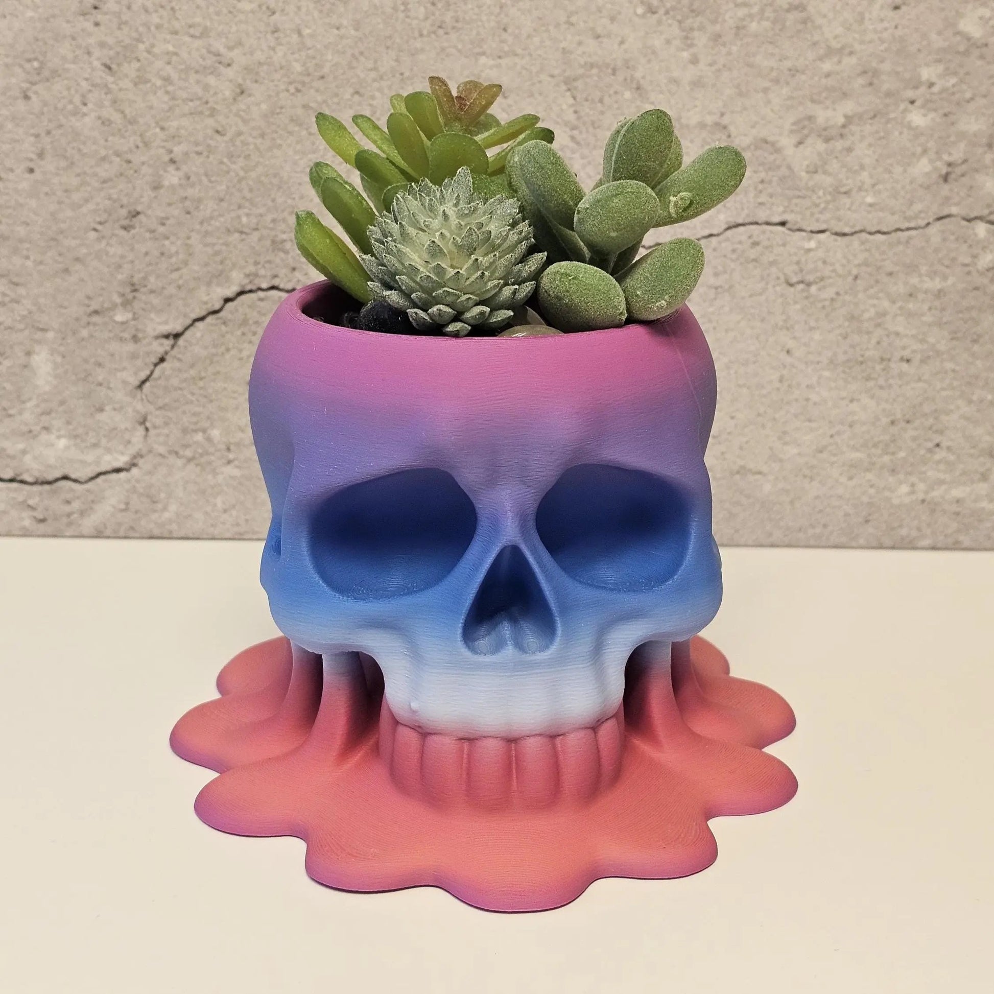 Melting Skull Planter: 3D Printed Pastel Pot for Succulents, Gothic Home Decor, Halloween Centerpiece CR3 Design Co