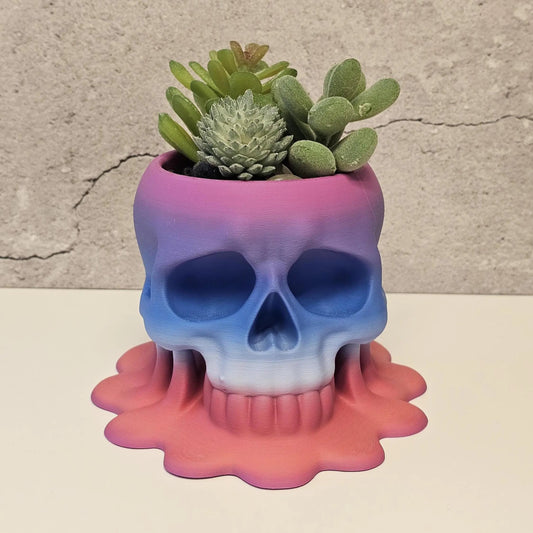 Melting Skull Planter: 3D Printed Pastel Pot for Succulents, Gothic Home Decor, Halloween Centerpiece CR3 Design Co