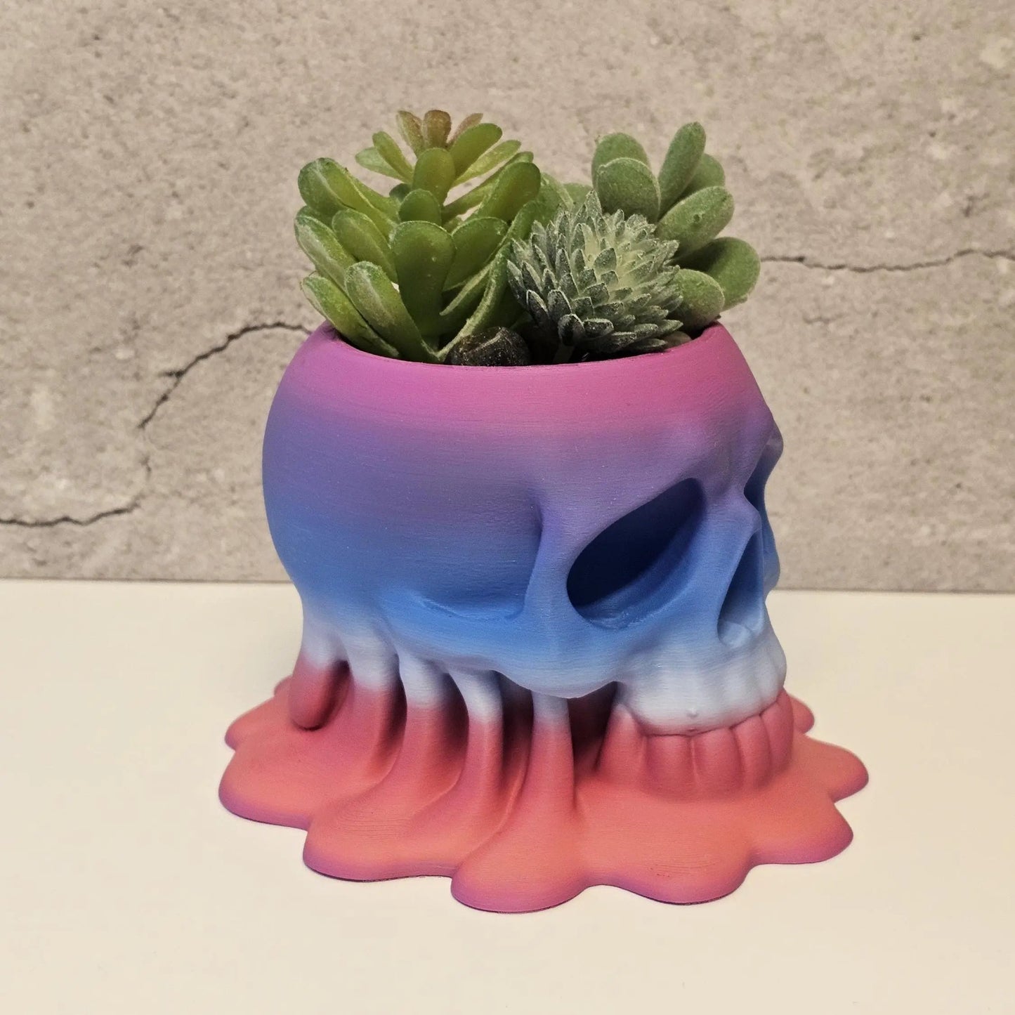 Melting Skull Planter: 3D Printed Pastel Pot for Succulents, Gothic Home Decor, Halloween Centerpiece CR3 Design Co