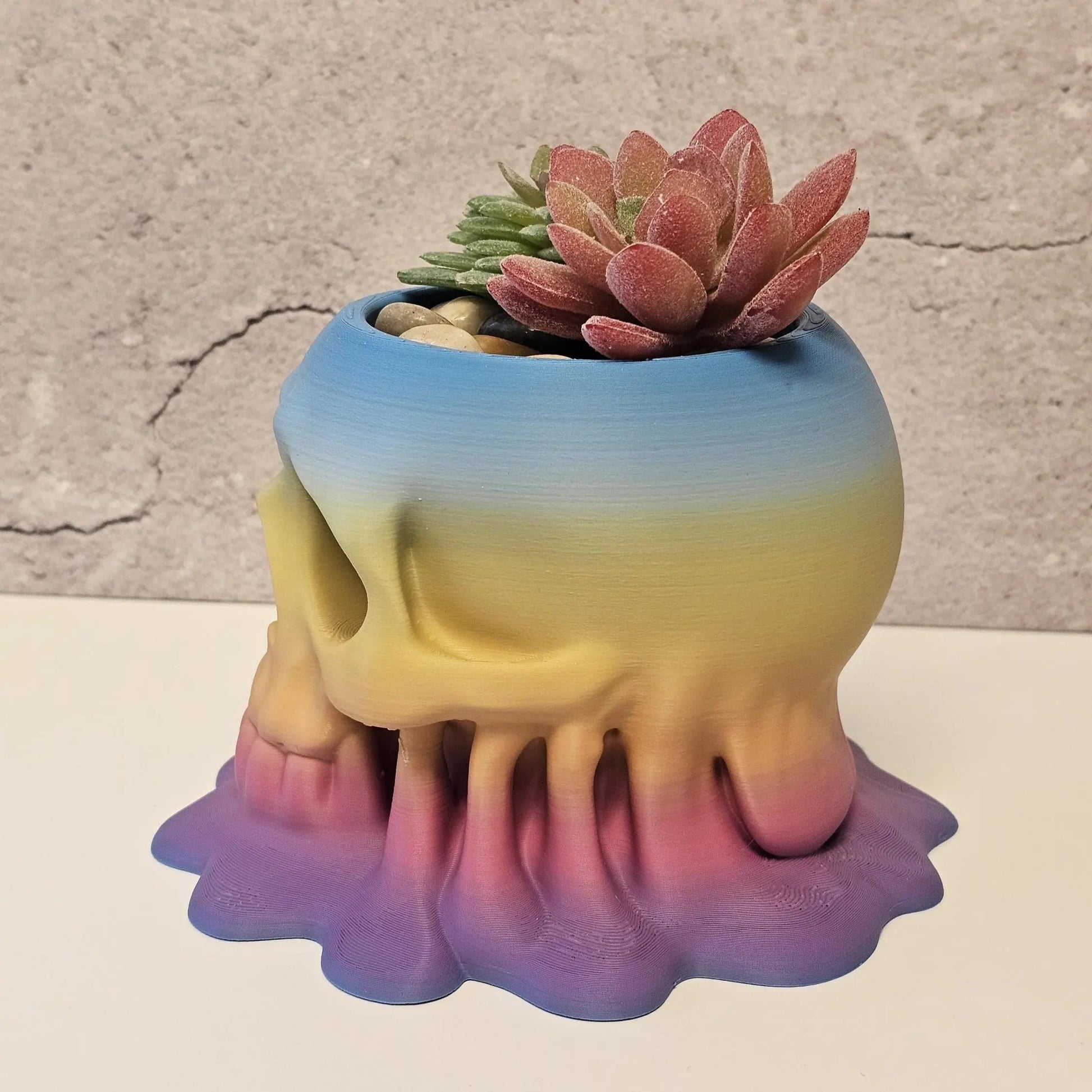 Melting Skull Planter: 3D Printed Pastel Pot for Succulents, Gothic Home Decor, Halloween Centerpiece CR3 Design Co