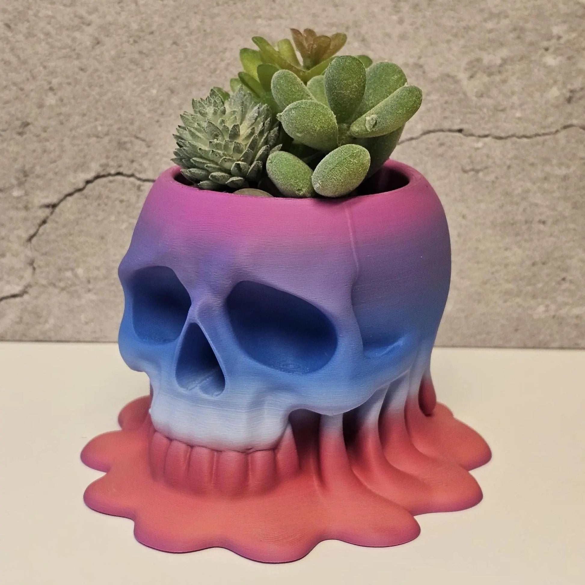 Melting Skull Planter: 3D Printed Pastel Pot for Succulents, Gothic Home Decor, Halloween Centerpiece CR3 Design Co