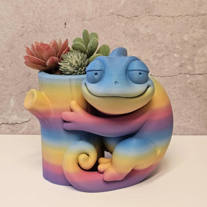Vibrant 3D Printed Chameleon Planter: Unique Gradient Lizard Pot for Succulents and Home Decor CR3 Design Co
