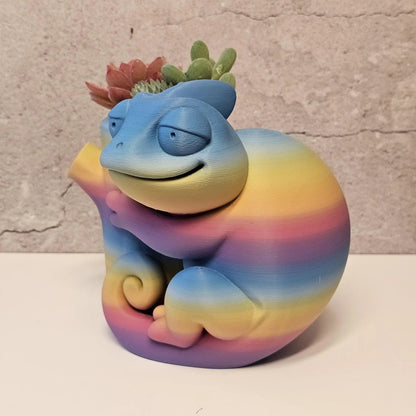 Vibrant 3D Printed Chameleon Planter: Unique Gradient Lizard Pot for Succulents and Home Decor CR3 Design Co