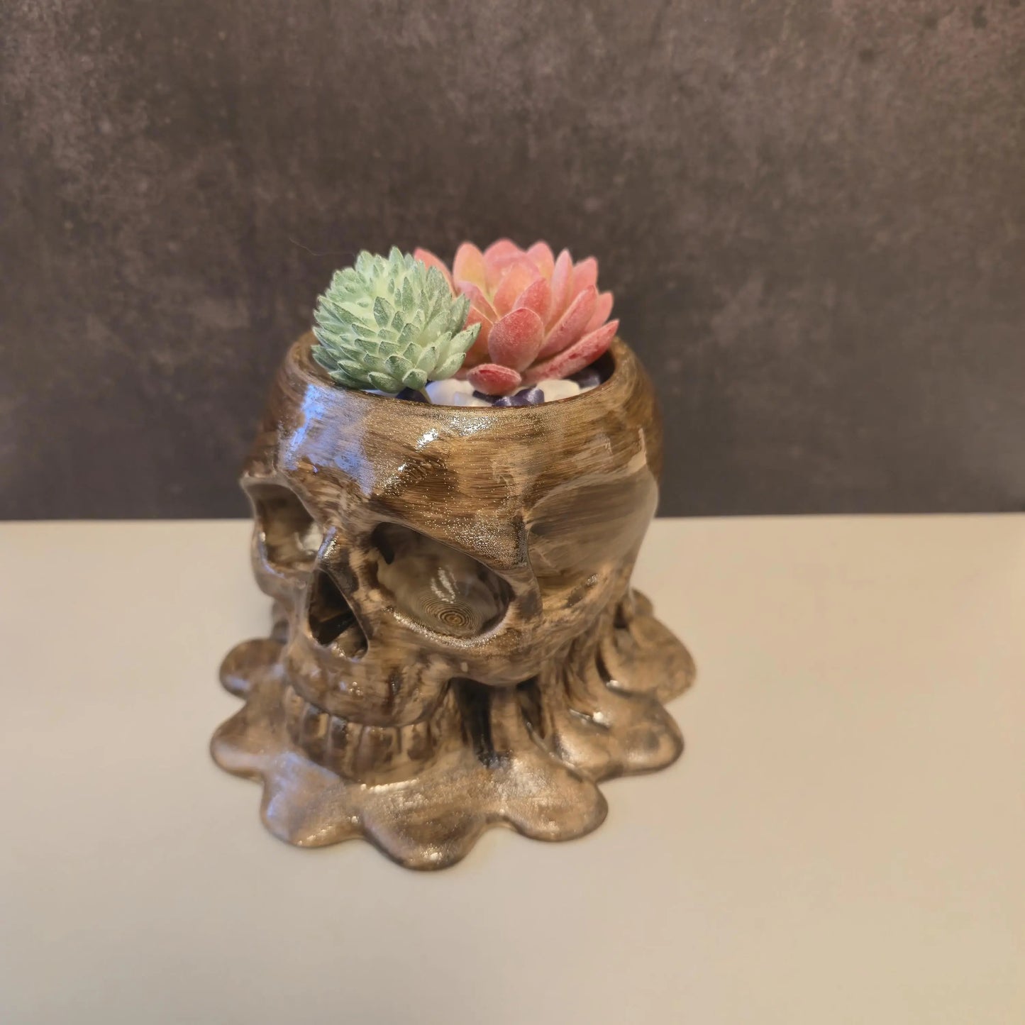 DIY Melting Skull Planter Kit: 3D Printed Wood Craft, Paint & Stain CR3 Design Co