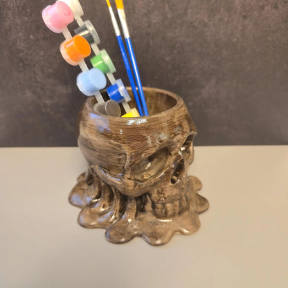 DIY Melting Skull Planter Kit: 3D Printed Wood Craft, Paint & Stain CR3 Design Co